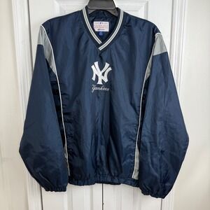 New York Yankees Windbreaker Jacket Mens L Blue Pullover MLB Vintage 90s